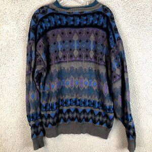 Vintage 90’s Saturdays Pullover Sweater Size XL Geometric Aztec Coogi Style